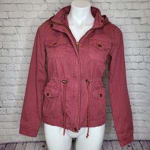 LA Hearts Dusty Maroon Zip-Front Utility Jacket - Size M